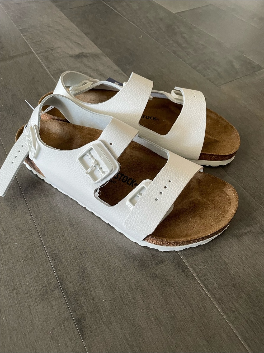 Birkenstock Milano Birko-Flor triple white sandals